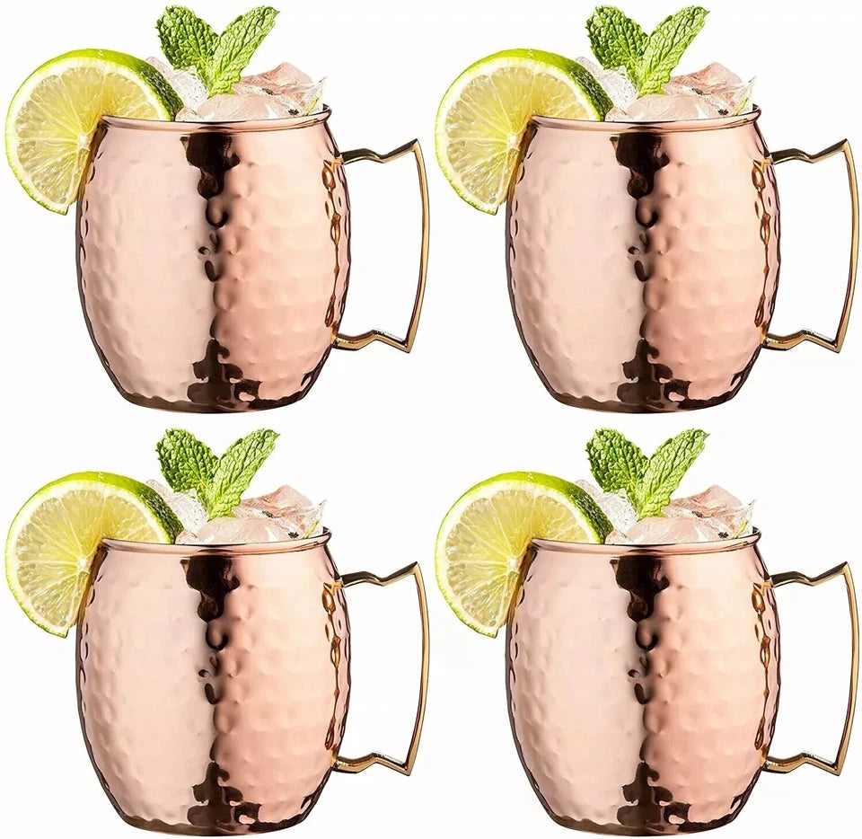 Authentic Copper Moscow Mule Mugs | Hammered Finish | Classic Barware