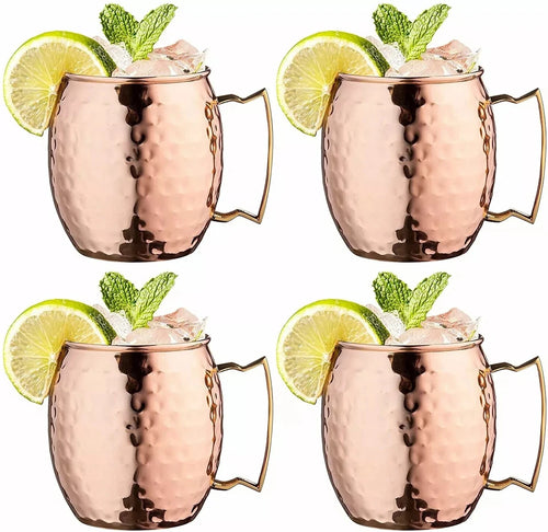Authentic Copper Moscow Mule Mugs | Hammered Finish | Classic Barware